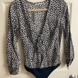 NWOT Abercrombie & Fitch Floral Blue Bodysuit